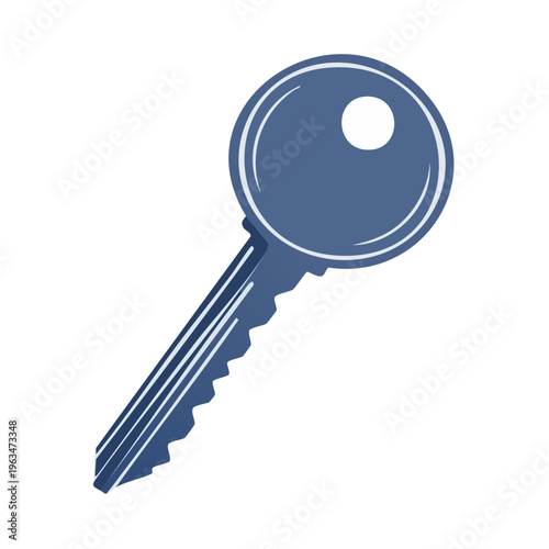 Classic blue metal key symbol representing access security and unlock concepts