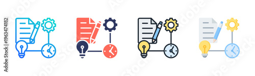 Planning Icon Set Vector Collection Isolated In Black And White