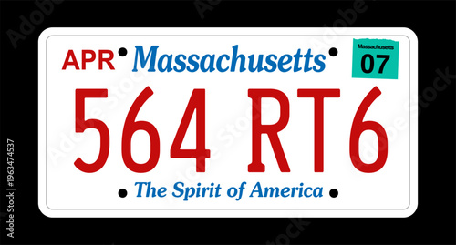 Massachussetts state vector retro license plate USA template