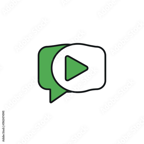 Speech bubble with play button icon in green