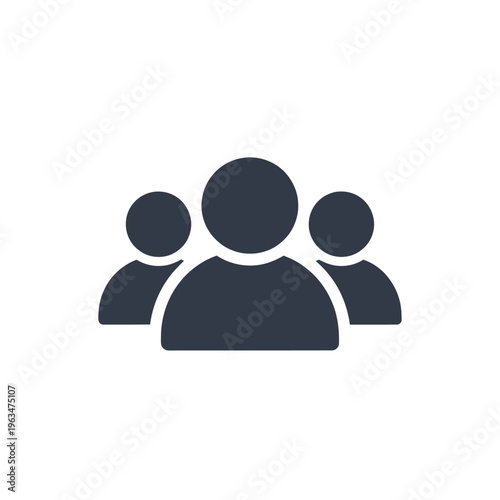 Three people group icon on white background