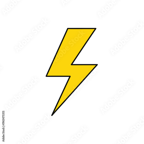 Yellow lightning bolt symbol with black outline icon