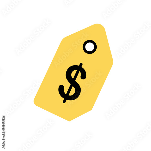 Yellow price tag with dollar symbol icon
