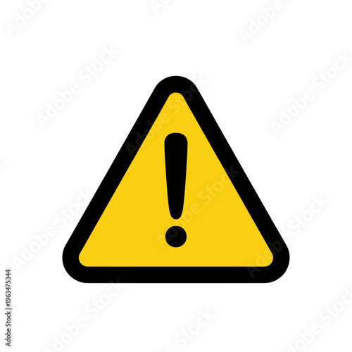 Yellow warning sign with black exclamation mark icon