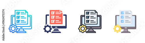 Online Survey Icon Set Vector Collection Isolated In Black And White