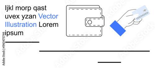 Digital payments, finance, online shopping, fintech, transaction security, cashless economy. A wallet and a hand holding a payment card. Digital payments and finance concept