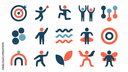 Collection of diverse sports and activity icons featuring medals and human figures