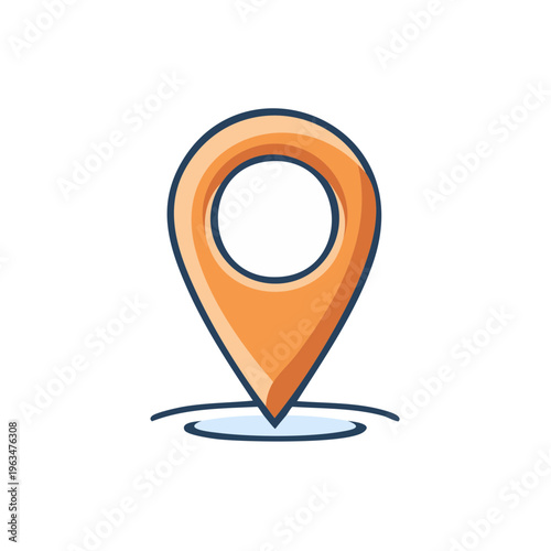 Stylized orange location pin icon on a simple ground outline Free Download Stylized orange location pin icon on a simple ground outline - GFXLoad