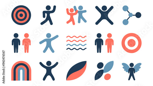 Colorful icons depicting various sports and human activity symbols