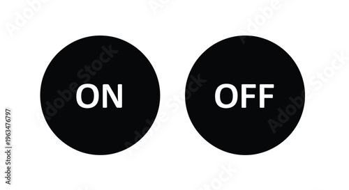 Two circular buttons displaying on and off states silhouette