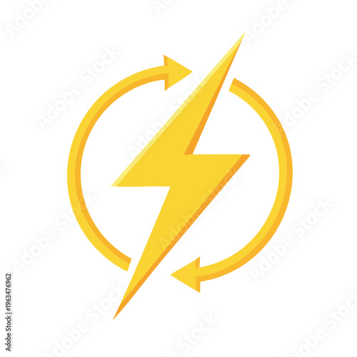 Yellow lightning bolt symbol with circular arrows indicating energy transfer and power Free Download Yellow lightning bolt symbol with circular arrows indicating energy transfer and power - GFXLoad