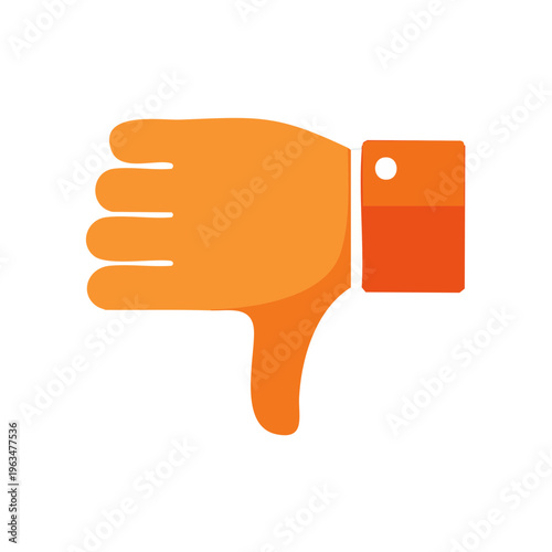 Orange Thumbs Down Icon With Long Shadow Flat Design Vector