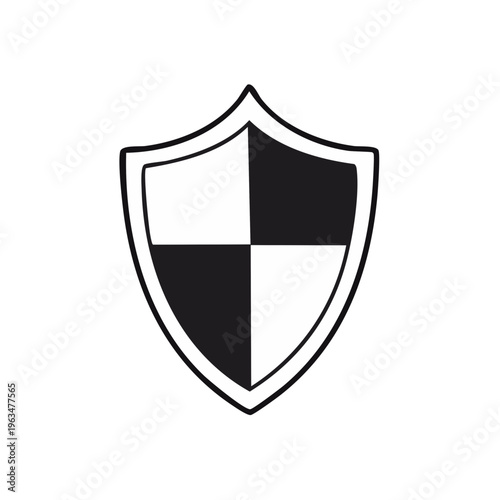 Black and white heraldic shield symbol with a simple outline and quadrant design Free Download Black and white heraldic shield symbol with a simple outline and quadrant design - GFXLoad