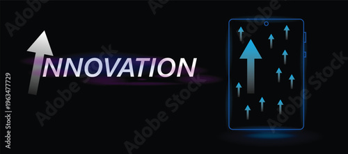 Innovation concept upward-pointing arrows, symbolizing growth, progress, and technological advancement, vector banner design illustration