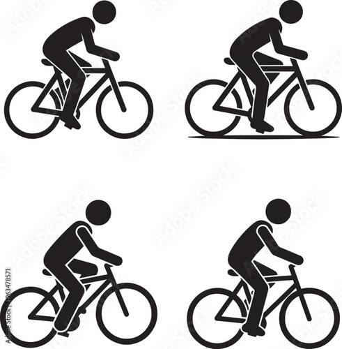 Cycling motion stick figures illustrating pedaling cycle