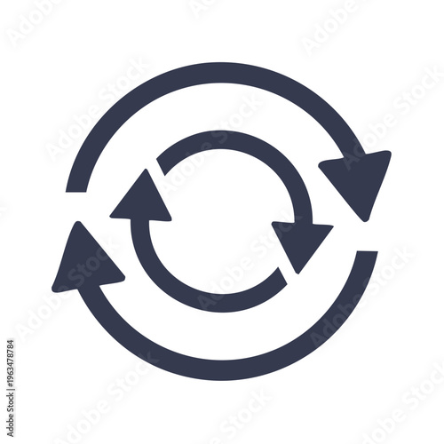 Circular arrows indicating an endless loop or refresh process