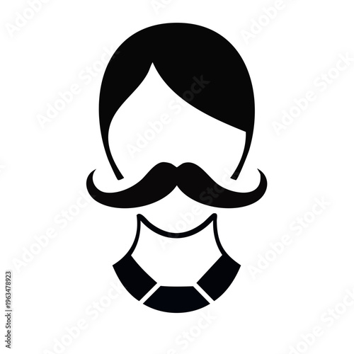 Stylized Portrait of a Man with a Large Handlebar Mustache and Dark Hair