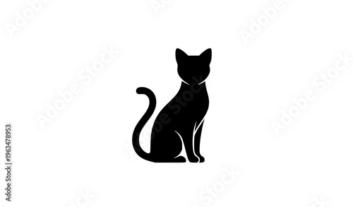 Minimalist black cat silhouette vector with sleek and elegant feline design
