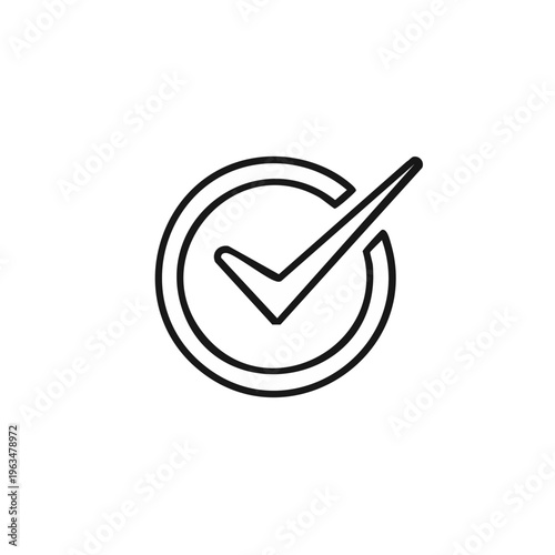 Simple black outline check mark inside a circle graphic element for confirmation and success
