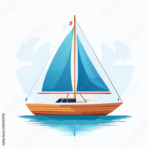 Voilier coloré sur eau calme en illustration moderne