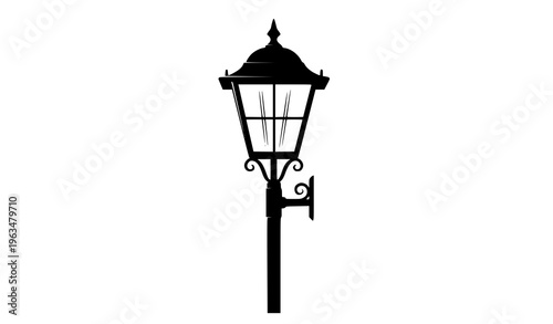 Black vintage garden lamp vector silhouette in minimalist outdoor light design