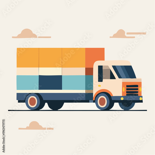 Camion de livraison stylisé en illustration moderne