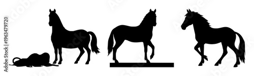 Professional leatherwork stitching pony set with solid black silhouette against white background featuring leatherwork, stitching, pony with artisan craft and trade