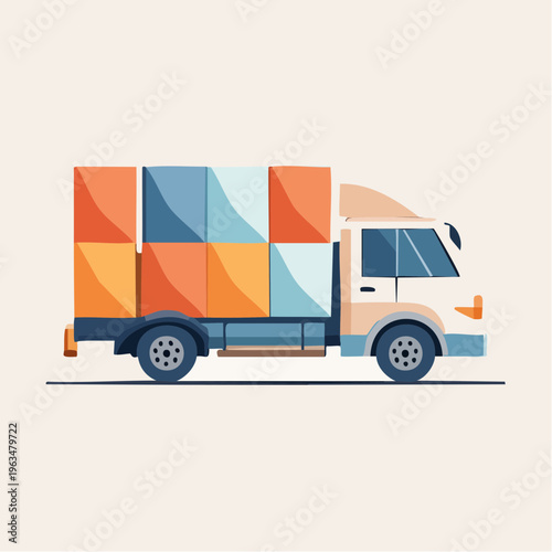 Camion de livraison stylisé en illustration moderne