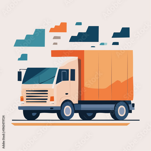 Camion de livraison stylisé en illustration moderne