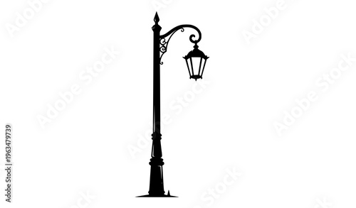 Minimalist vintage lamp post silhouette vector for garden and street light design