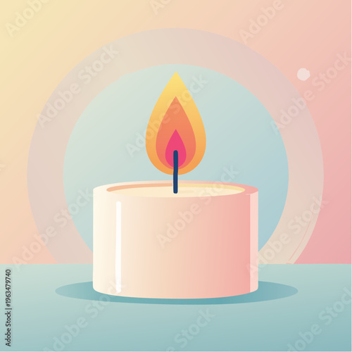 Bougie allumée en illustration douce et apaisante