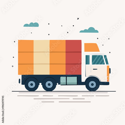 Camion de livraison stylisé en illustration moderne