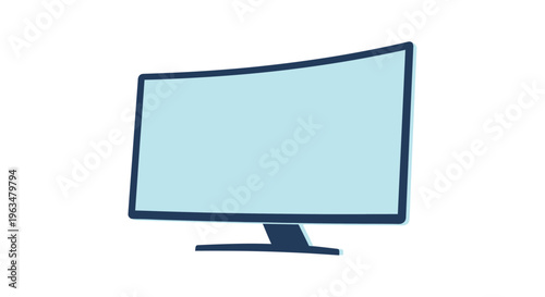 Simple illustration of a modern curved screen computer monitor