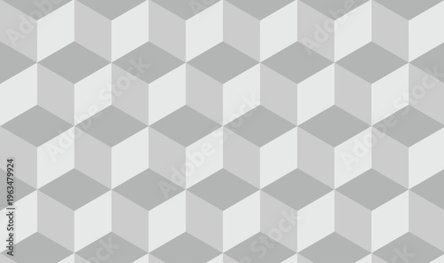 Seamless Subtle Gray 3D Isometric Cubes Pattern, Modern Monochrome Geometric Background with Soft Shadows, Abstract Tileable Texture 