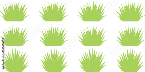 A silhouette of ten identical green grass tufts arranged in three rows