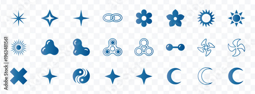 Modern Blue Gradient Vector Icon Set Diverse UI Symbols and Abstract Shapes Collection