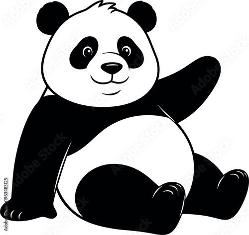 Cartoon Panda Icon Featuring Cute Sitting Pose With Friendly Expression And Playful Character DesignCartoon Panda Icon Featuring Cute Sitting Pose With Friendly Expression And Playful Character Design