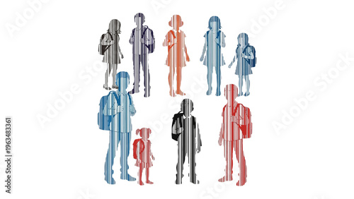 Lines of Students : A vibrant illustration of diverse students lined up, depicting the journey of education and the unity found in learning. 