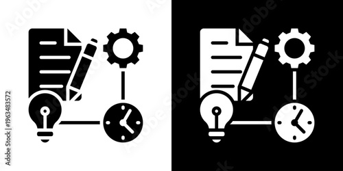 Planning Icon Set Vector Collection Isolated In Black And White