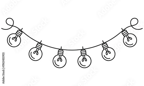 Vector illustration of a string of light bulbs in a decorative design