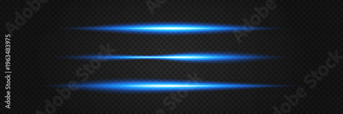 Lazer straight line neon divider set with glowing beam elements. Futuristic vector lines for UI, HUD, web design, banners, interfaces and modern digital layouts.