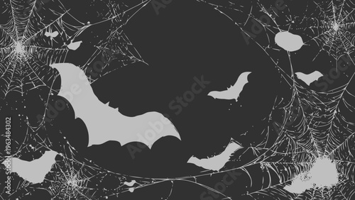 Black flying bats in darkness.