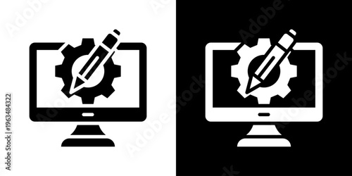 Design Process Icon Set Vector Collection Isolated In Black And White
