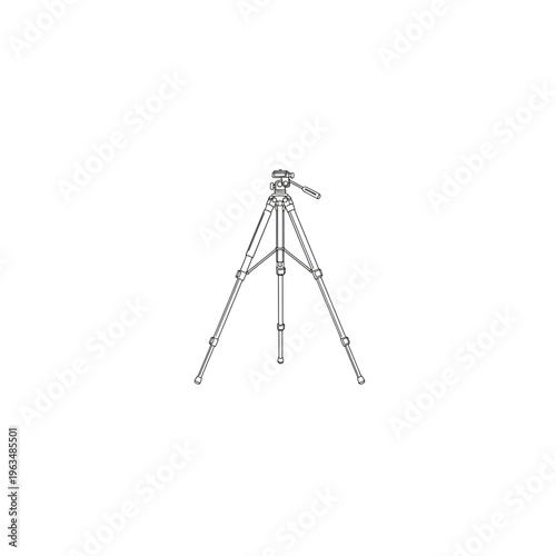 Professional camera tripod sketch illustration