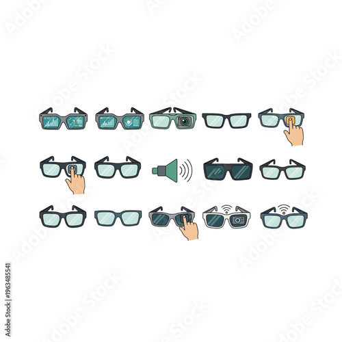 Set of eyewear and vision correction icons