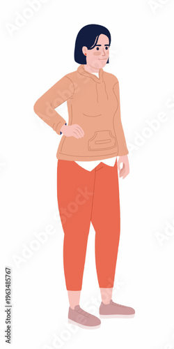 Flat Design Mature Woman with Hand on Hip Standing Illustration Character