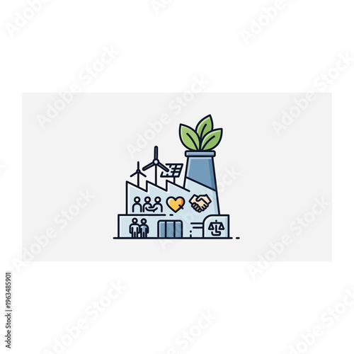 Eco friendly industrial factory and sustainable energy concept