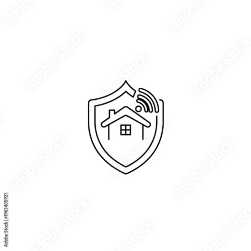 Smart home security shield with wifi connection icon