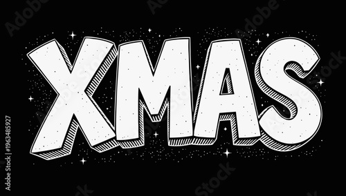 White Xmas text on black background.