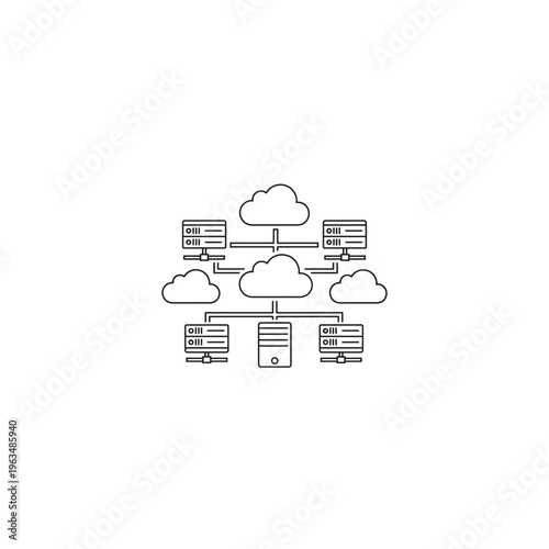 Cloud server network architecture icon